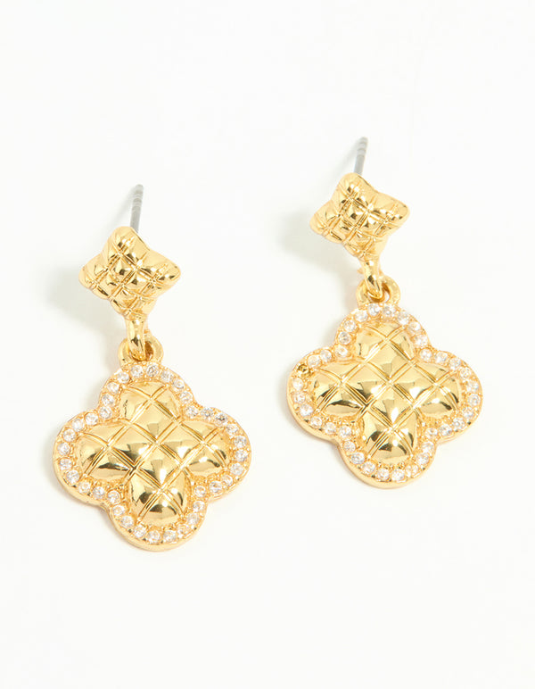 Gold Plated Petal Drop Earrings