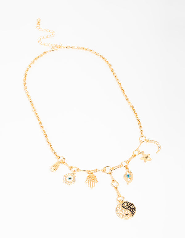 Gold Yin Yang Charm Necklace