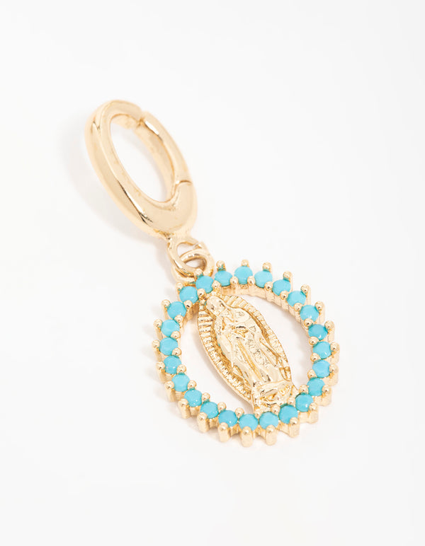 Gold Cubic Zirconia Mary Charm