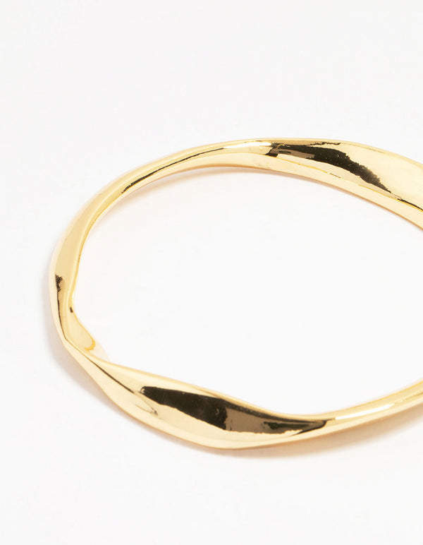 Gold Plated Brass Statement Wavy Bangle