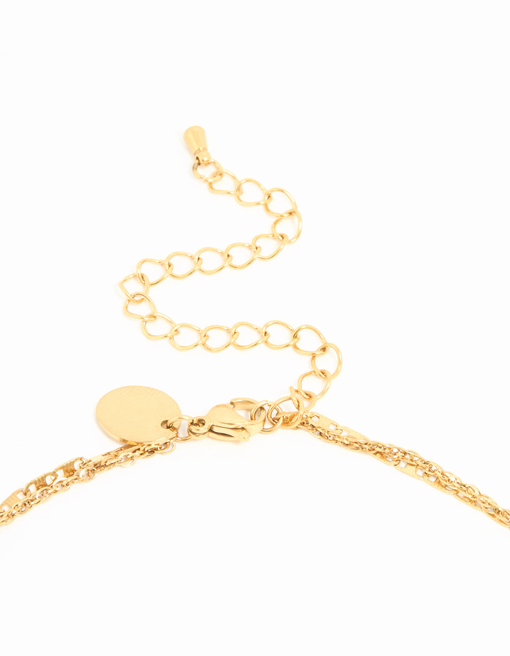 Waterproof Gold Plated Stainless Steel Hammered Layered Necklace