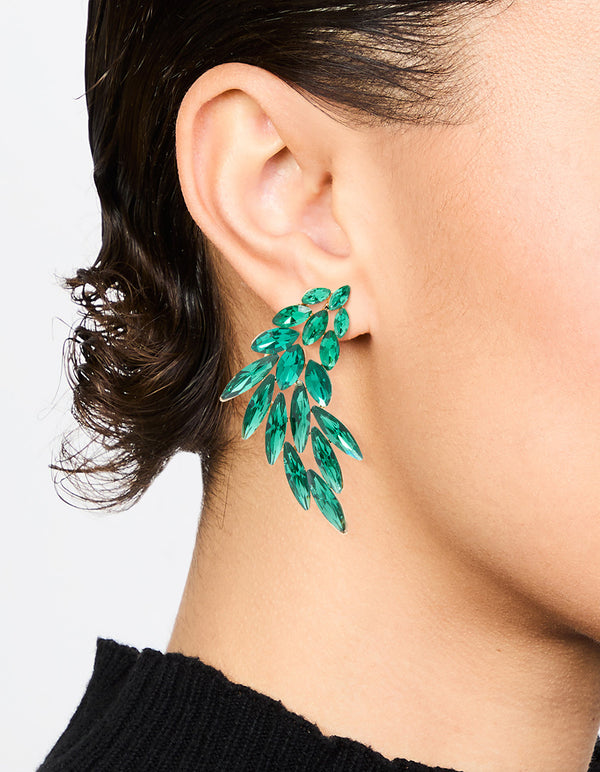 Rose Gold Green Stone Stud Earrings