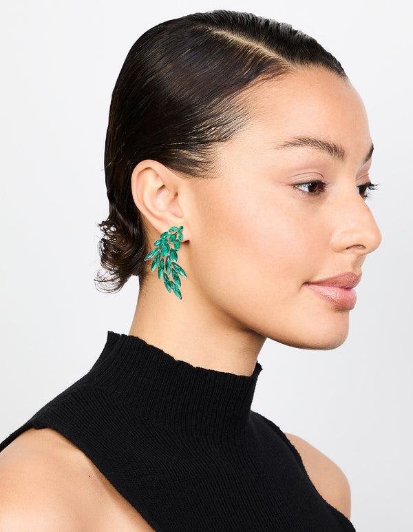 Rose Gold Green Stone Stud Earrings