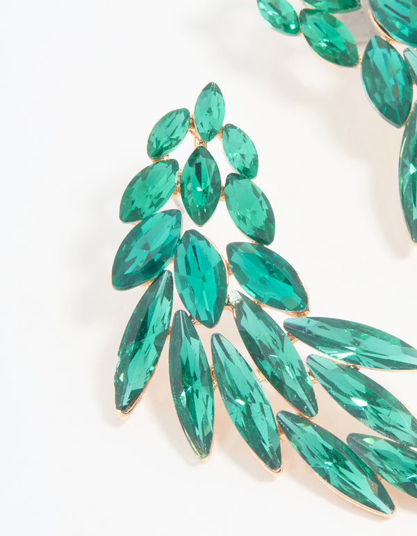 Rose Gold Green Stone Stud Earrings