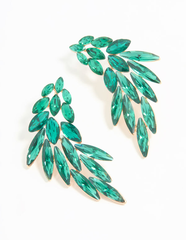 Rose Gold Green Stone Stud Earrings