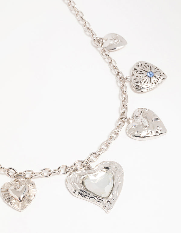 Silver Heart Charms Necklace