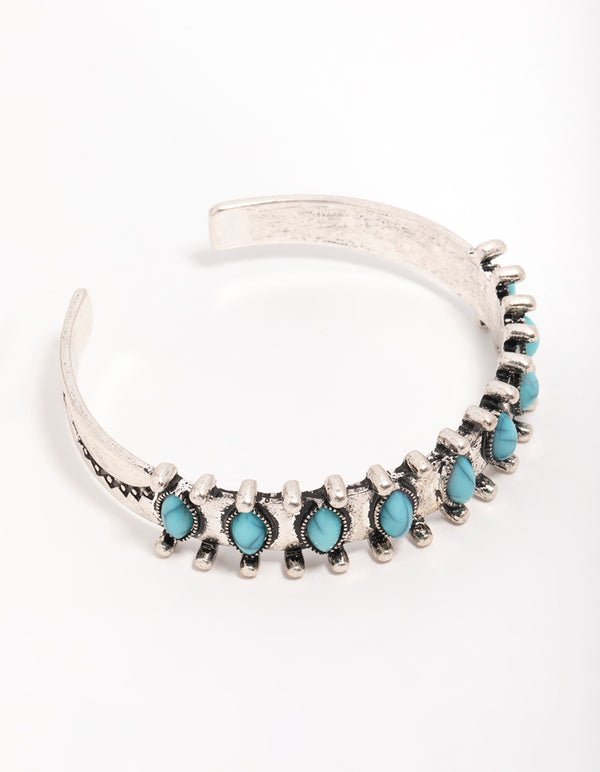 Antique Silver Turquoise Western Wrist Cuff