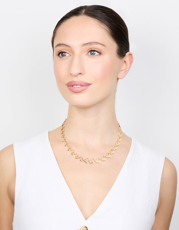 Gold Half-Filled Heart Chain Necklace