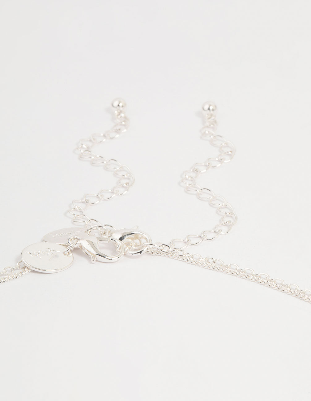 Silver Plated Cubic Zirconia & Plain Cross Layered Necklace