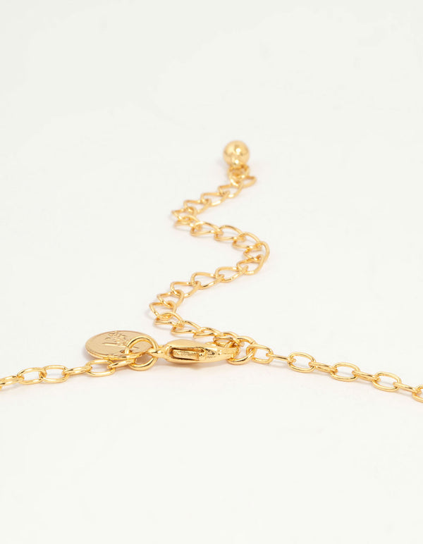 Gold Plated Rose Beaded Locket Cross Y-Necklace