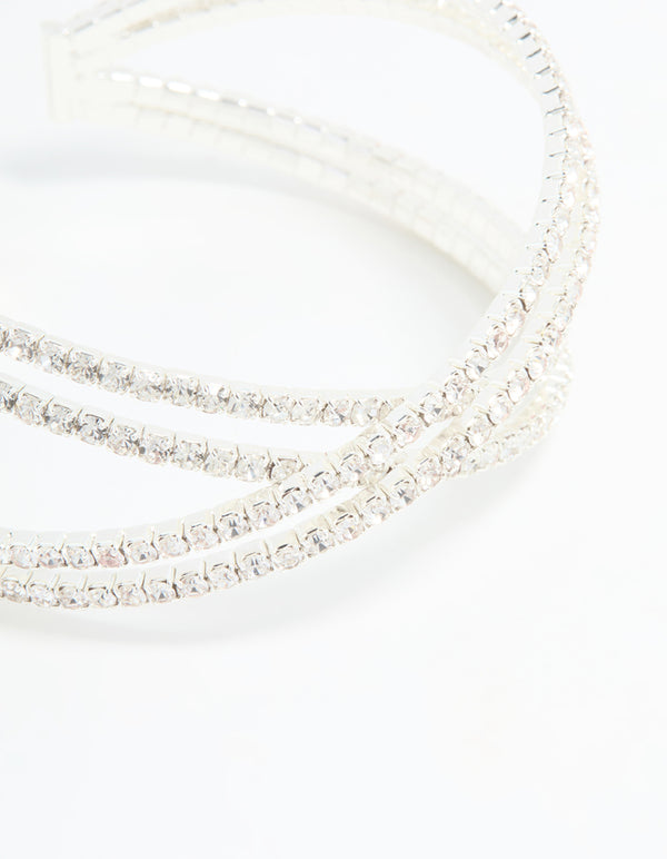 Silver Diamante Pavé Wrap Bangle