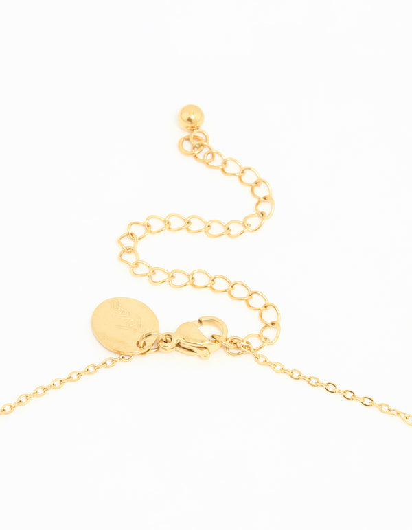 Waterproof Gold Plated Stainless Steel Pearl & Clover Pendant Necklace