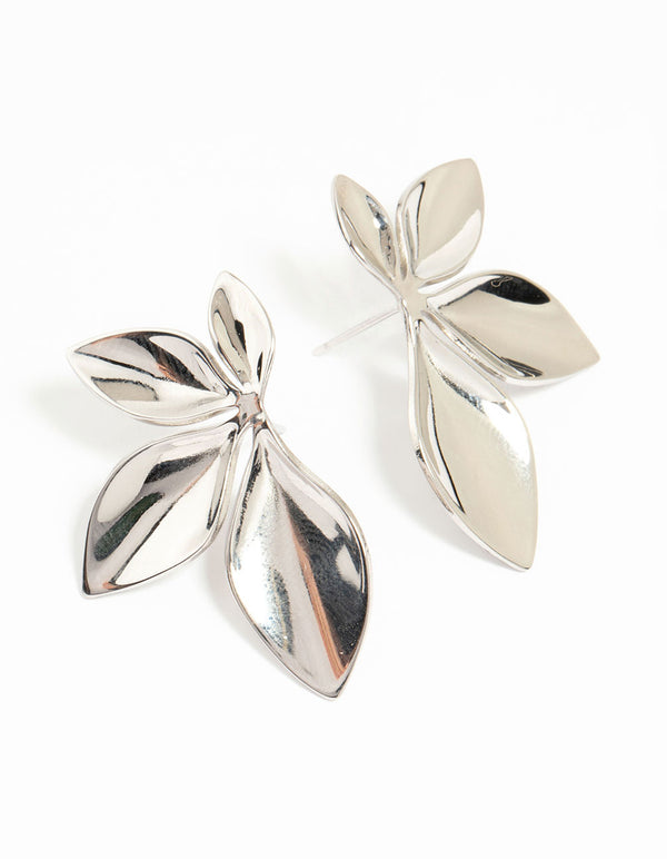 Waterproof Stainless Steel Leaf Cluster Stud Earrings