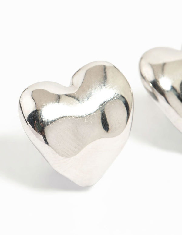 Waterproof Stainless Steel Molten Heart Stud Earrings