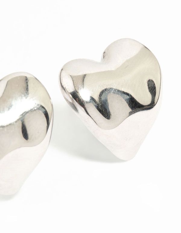 Waterproof Stainless Steel Molten Heart Stud Earrings