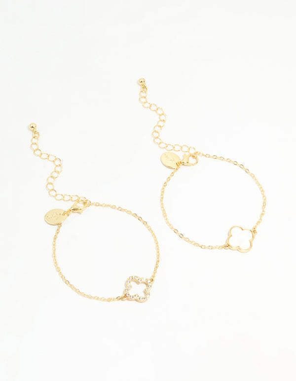 Gold Plated Flower Bracelets 2-Pack