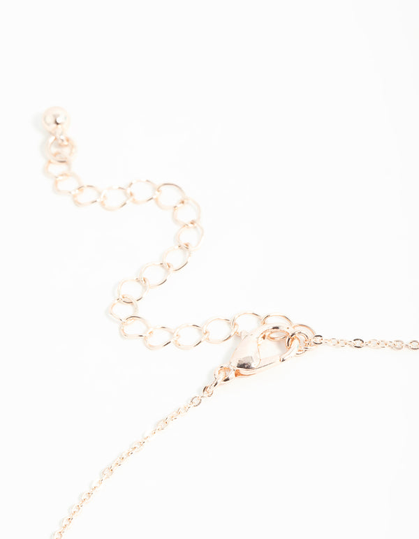 Rose Gold Cubic Zirconia Pink Flower Y-Necklace