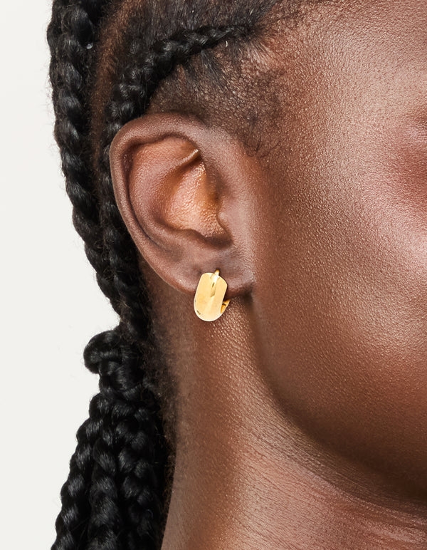 Waterproof Gold Plated Stainless Steel Chunky Huggie Earrings 10 MM