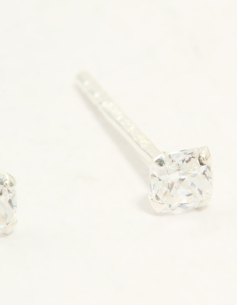 Sterling Silver Cubic Zirconia Small Princess Cut Stud Earrings