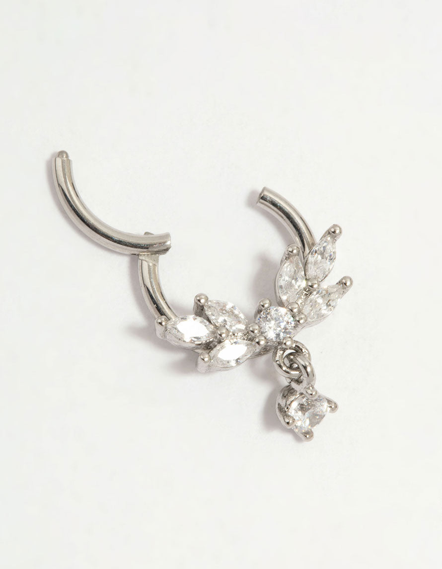 Surgical Steel Cubic Zirconia Marquise Drop Clicker Ring