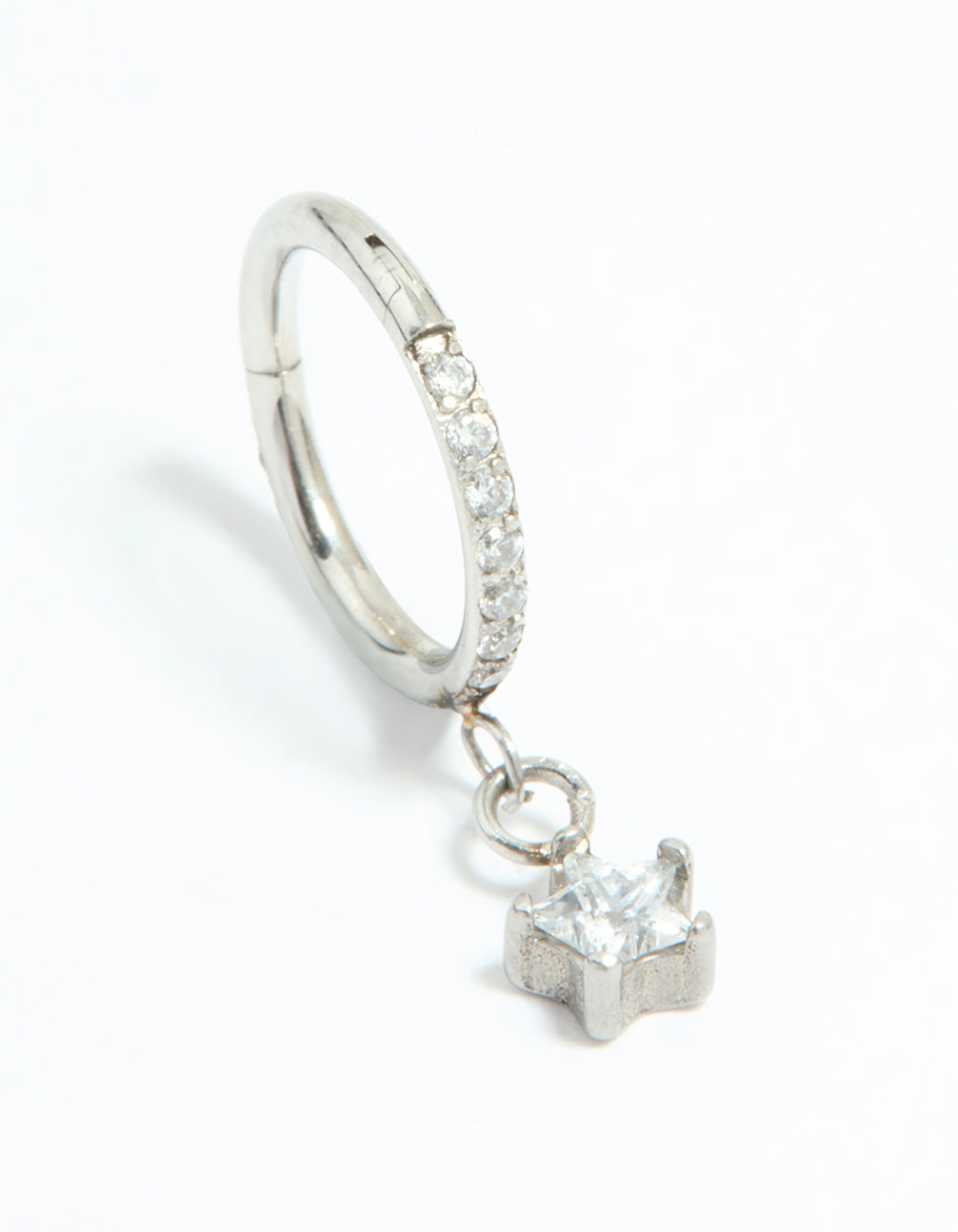 Surgical Steel Cubic Zirconia Micro Star Clicker Ring