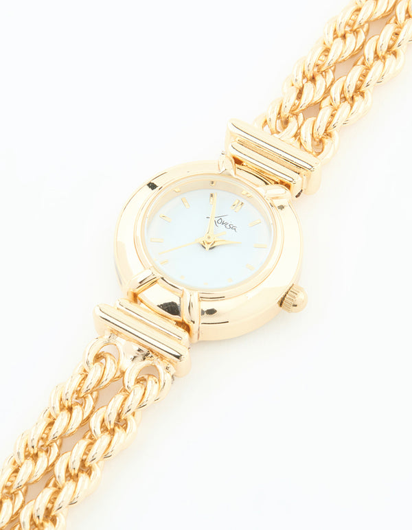 Gold Round Chain Watch Bracelet