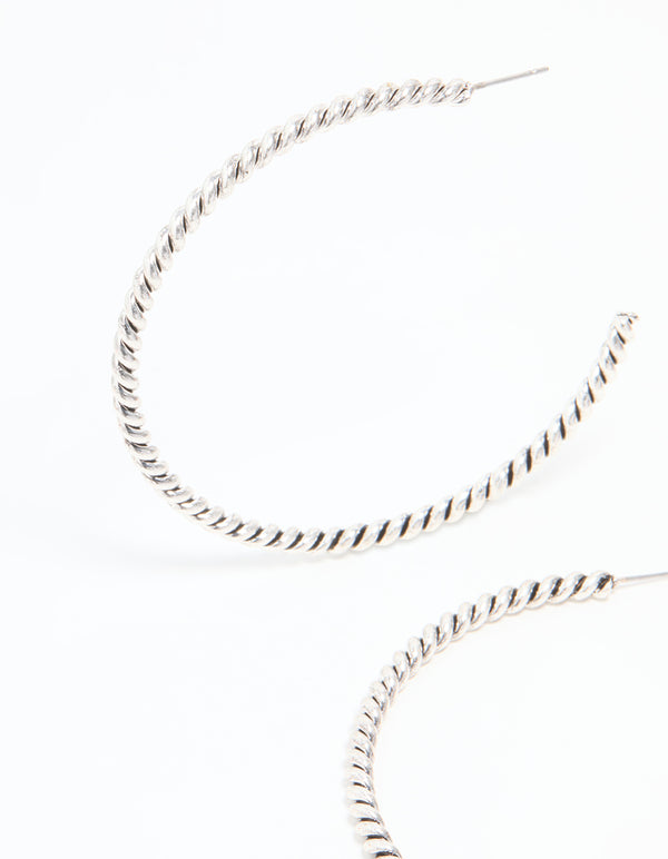 Antique Silver Detailed Hoop Earrings