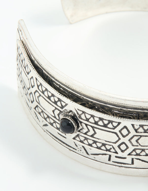Textured Silver Cuff Bangles 2-Pack