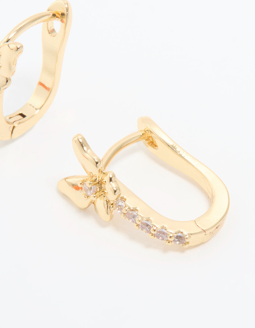 Gold Plated Cubic Zirconia Mini Butterfly Huggie Earrings