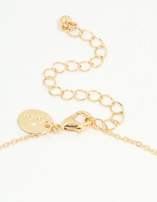 Gold Plated Cubic Zirconia Small Bow Pendant Necklace