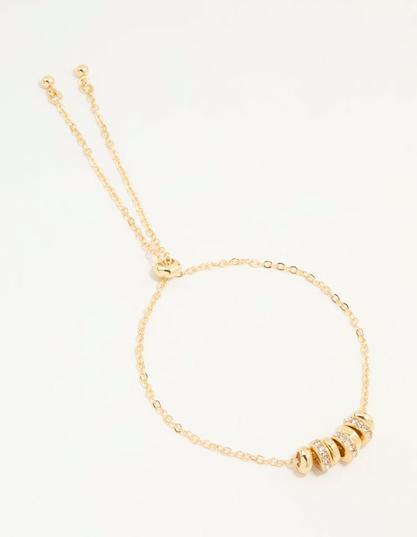 Gold Plated Cubic Zirconia Rondell Toggle Bracelet