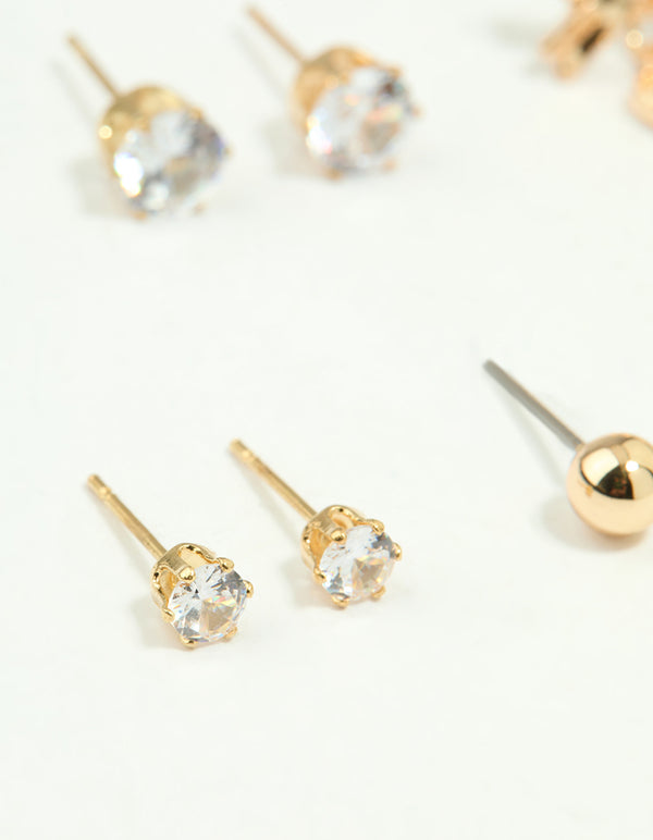 Gold Diamante Hoop & Stud Earrings 7-Pack