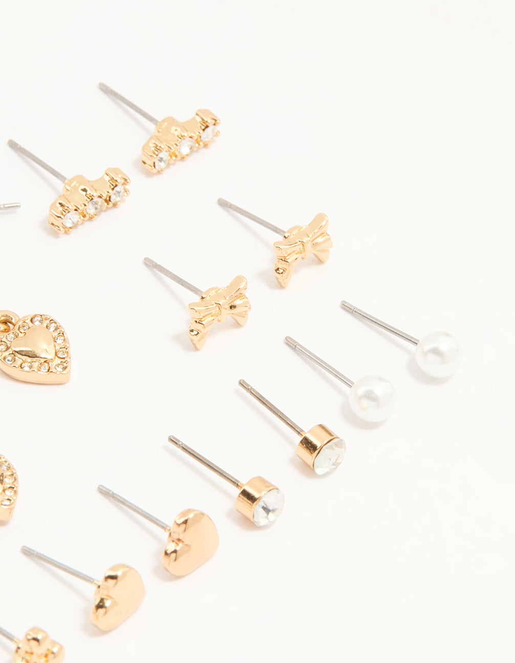 Gold & White Heart Butterfly Earrings 12-Pack