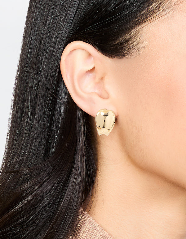 Gold Plated Pinched Hoop Earrings