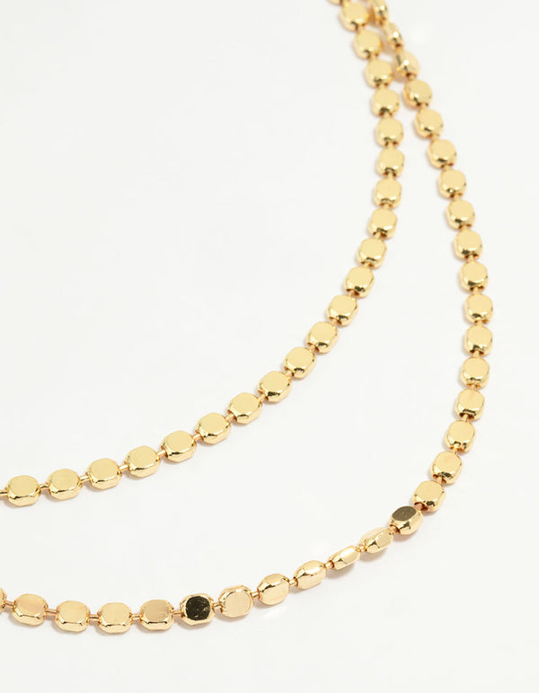 Gold Plated Disc Chain Layered Necklace