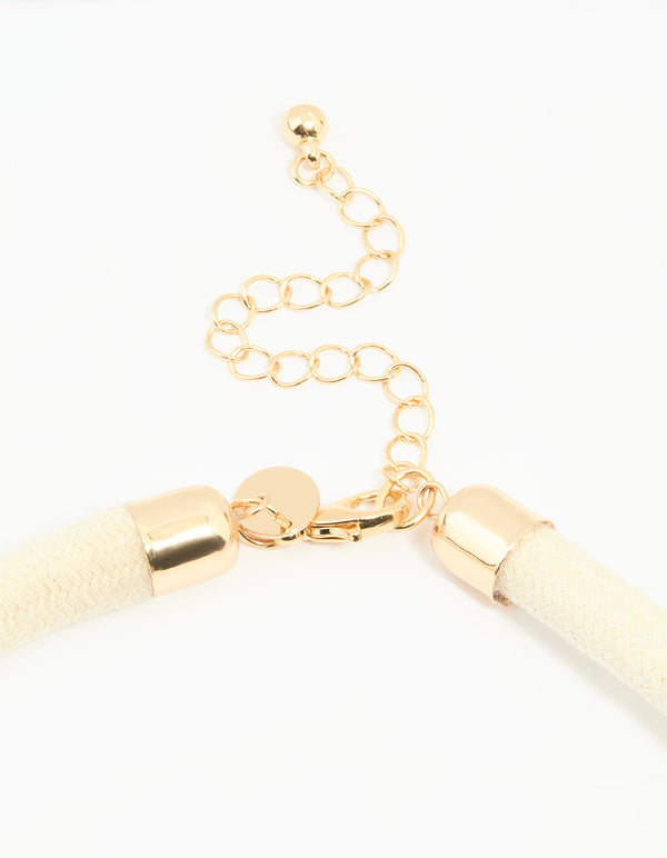 Gold Genuine Shell Layered Disc Cord Necklace