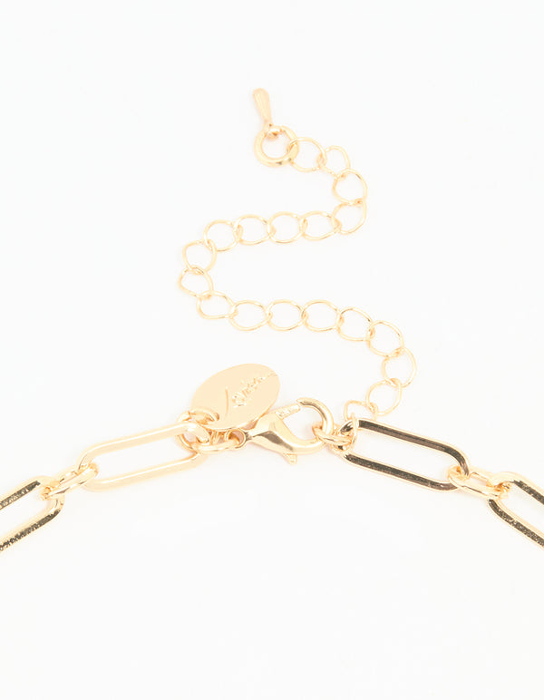 Gold Pink Gem & Pearl Drop Y-Necklace