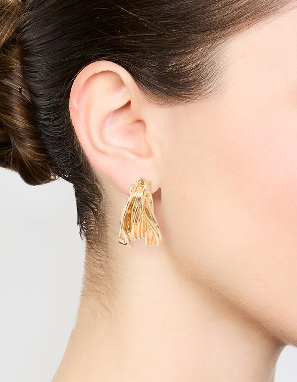 Gold Vine Wide Hoop Earrings