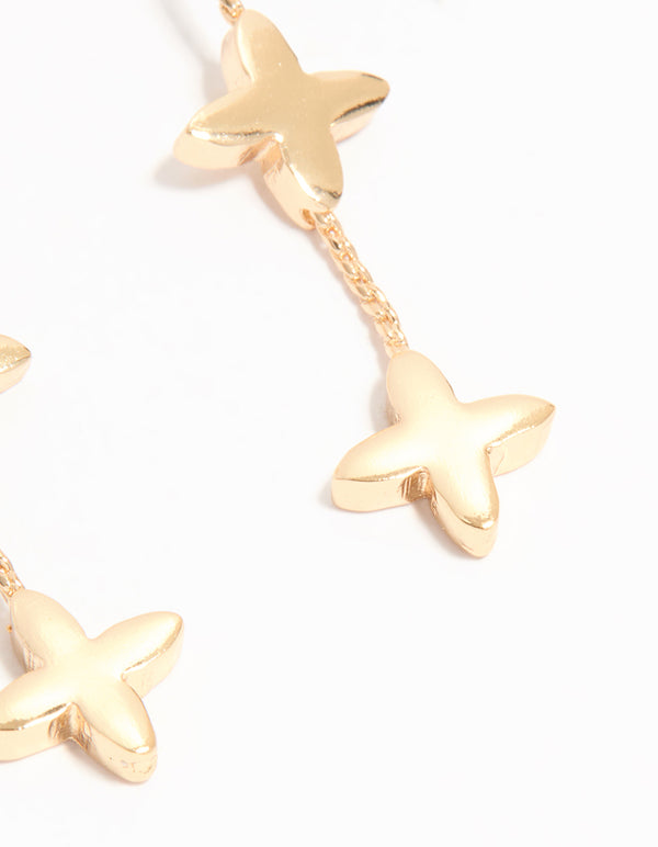 Gold Chain Flower Drop Earrings