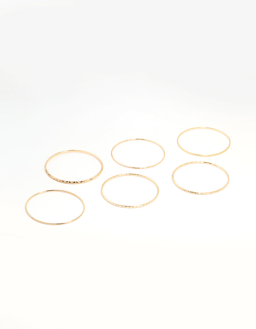 Gold Textured Thin Bangles 6-Pack