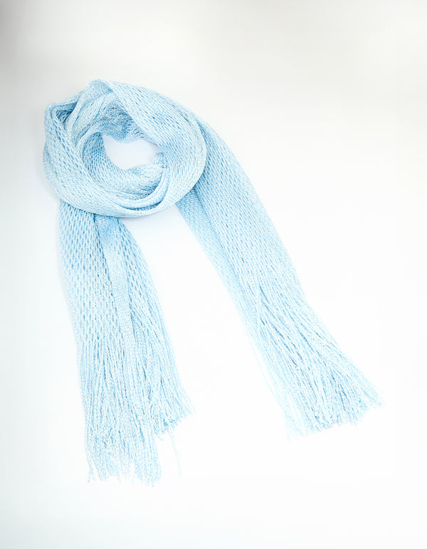 Blue Glitter Fabric Draped Scarf