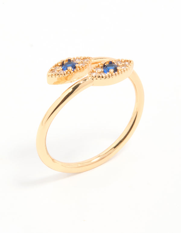 Gold Plated Evil Eye Wrap Ring