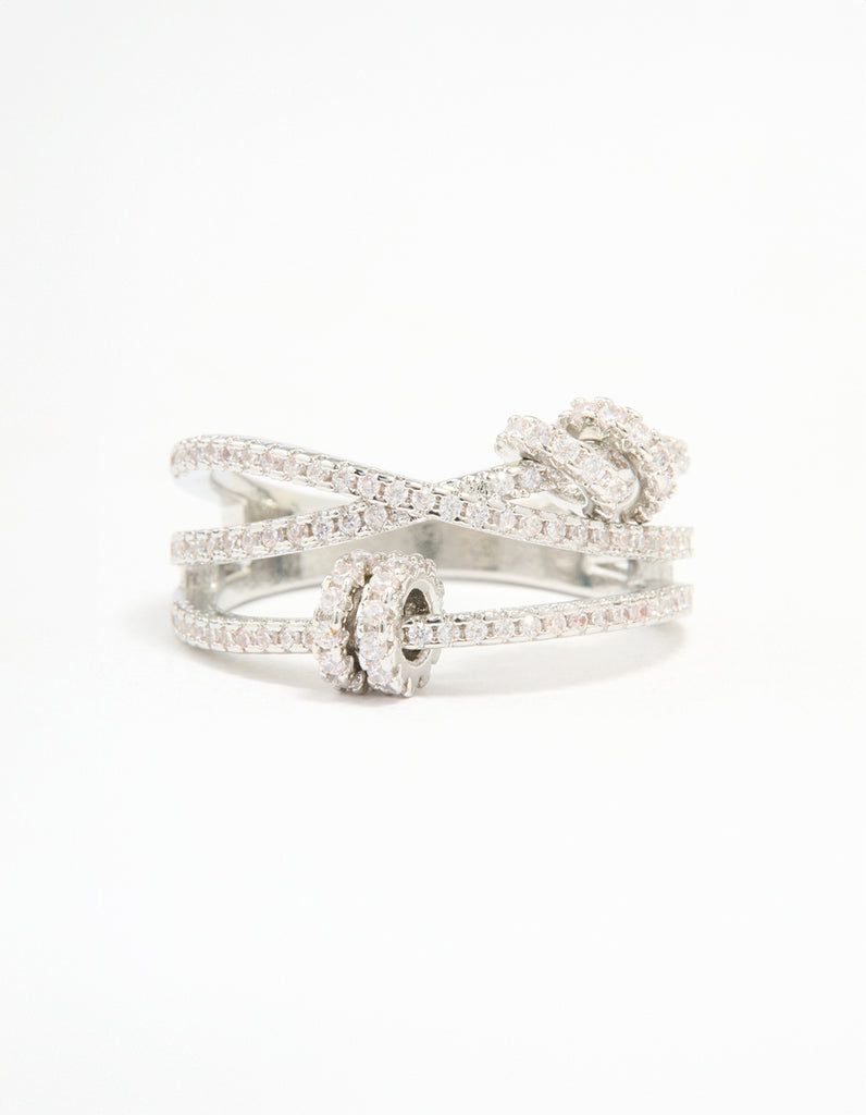 Silver Cubic Zirconia Rondell Stacked Ring