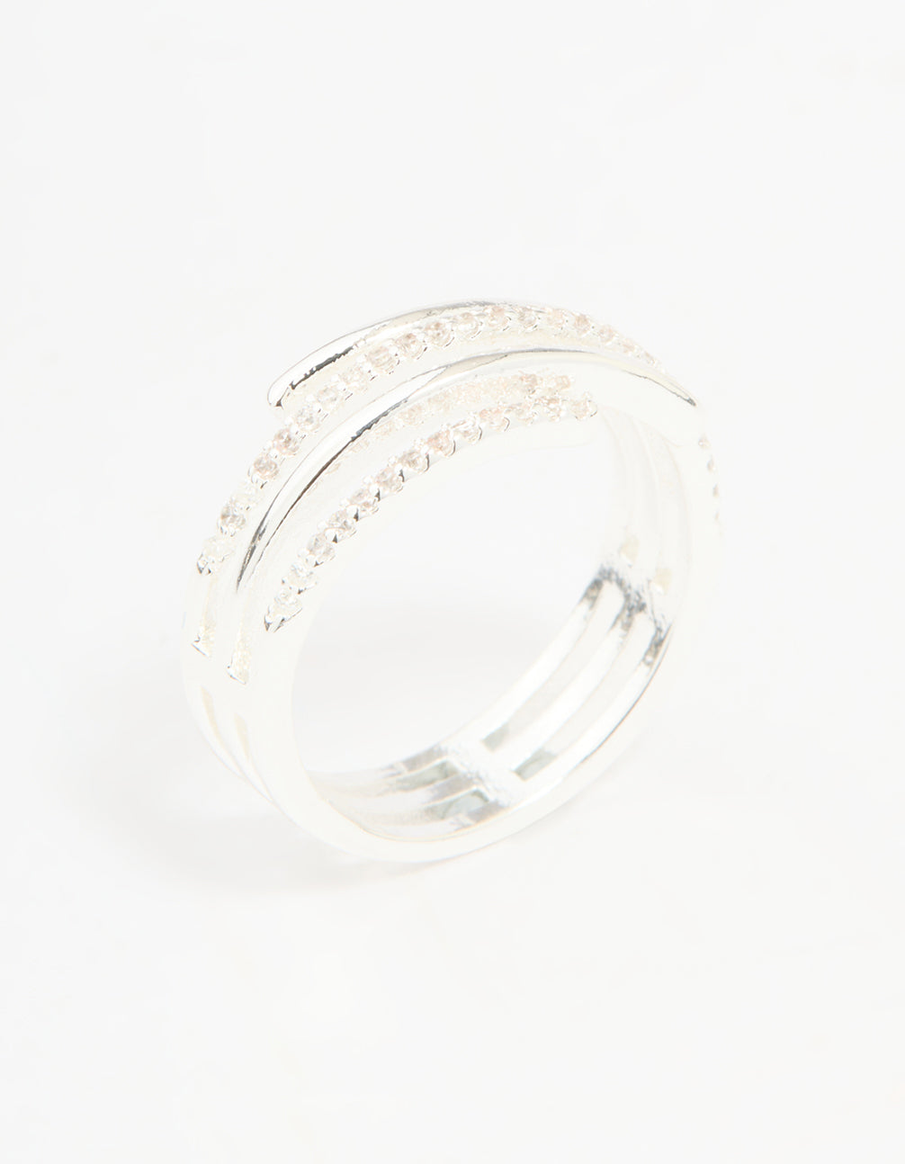 Silver Plated Cubic Zirconia Dainty Wrap Ring