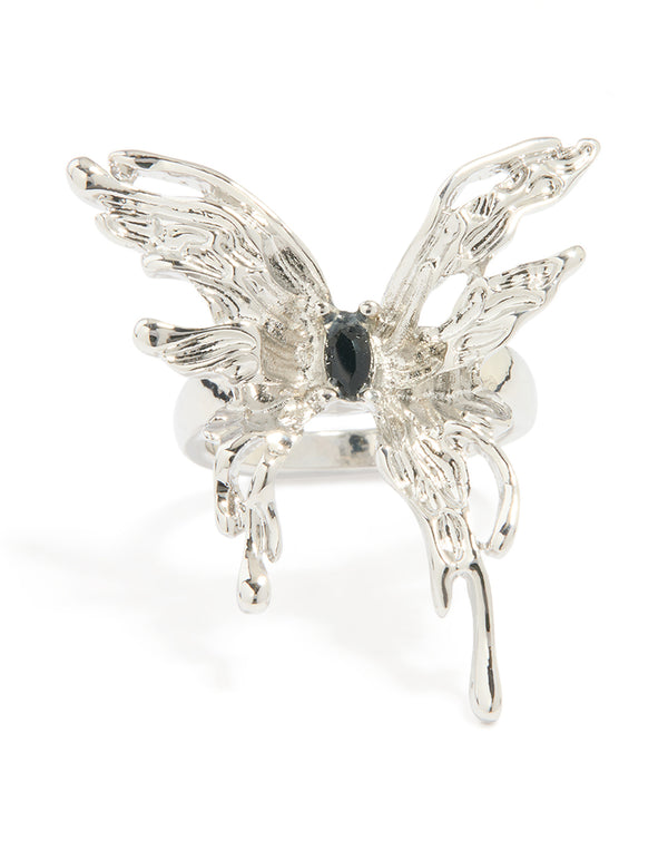 Silver Gothic Butterfly Ring