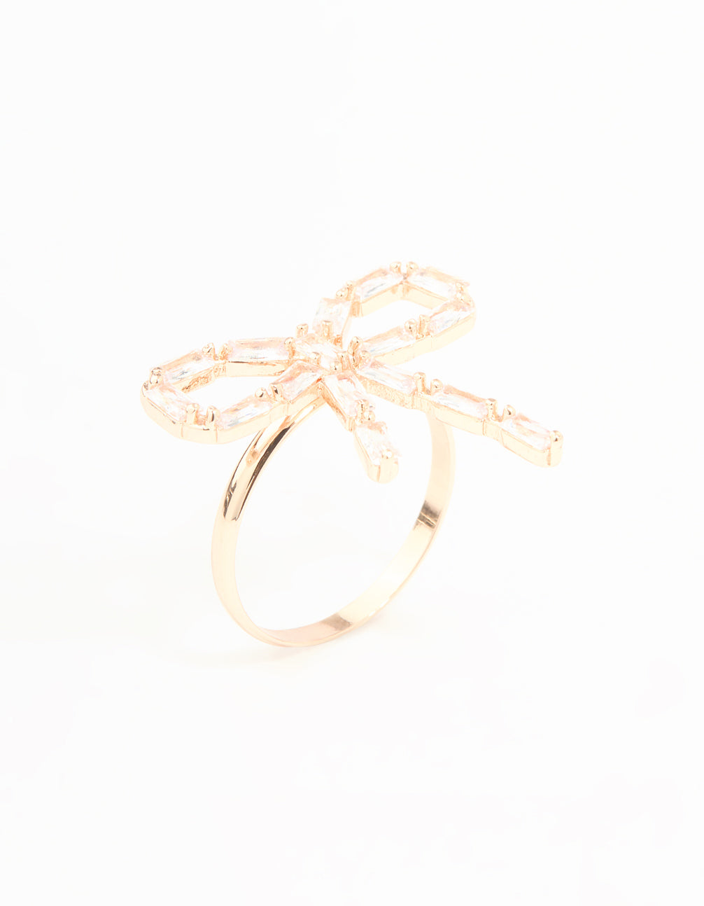 Rose Gold Diamante Bow Ring