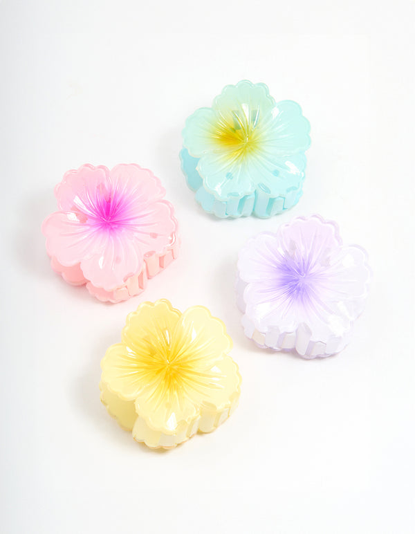 Vibrant Mini Hibiscus Flower Claw Clips 4-Pack