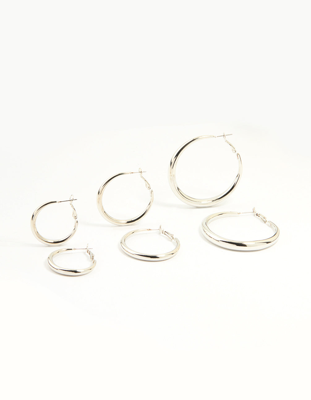 Silver Smooth Hoop Earrings 3-Pack