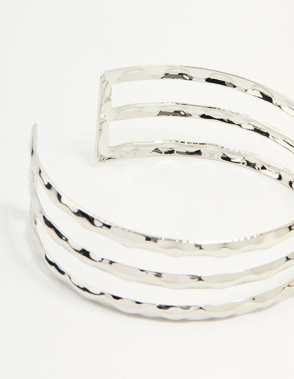 Silver Hammered Layered Arm Cuff