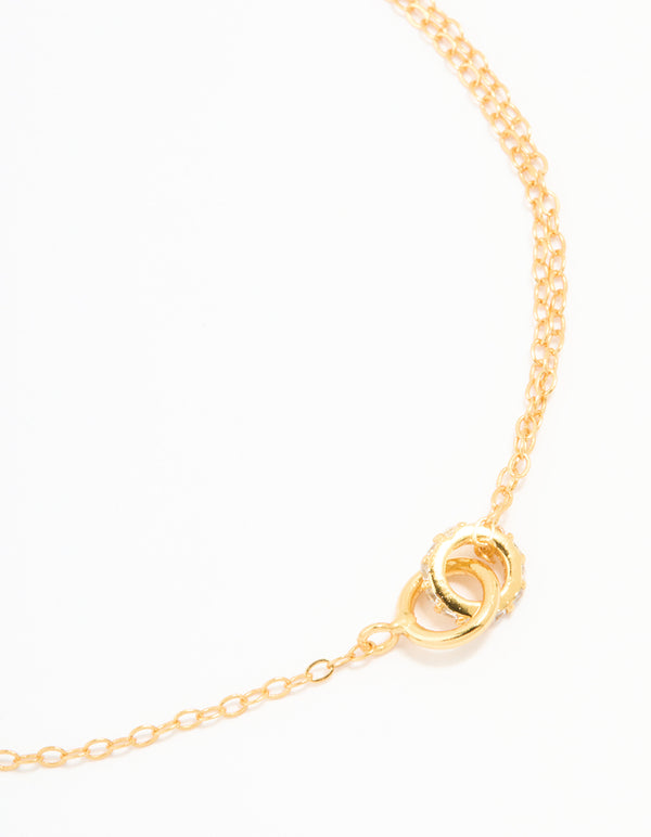 Gold Plated Sterling Silver Tiny Linked Hoops Bracelet